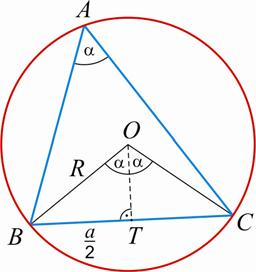 TANÁRI ÚTMUTATÓ 9. modul: Hegyesszögek szögfüggvényei 1 Mintpéld 10 Fejezzük ki hegyesszögű háromszög köré írt kör sugrát egy oldlánk és egy szögének segítségével!