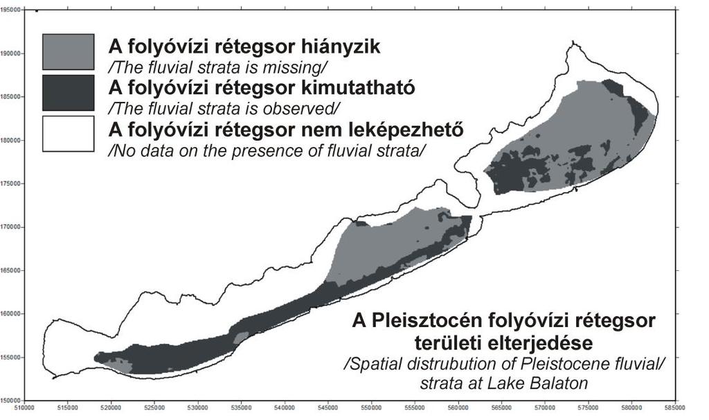 10 ezer év alatt (lásd 5.3.3. fejezet). Emiatt a folyóvízi rendszer fent megállapított lefutási irányát igen nagy bizonytalanság terheli. 5.5. ábra: A pleisztocén folyóvízi rétegek területi elterjedése az 1997-2012 között végzett Seistec felmérések alapján (Visnovitz & Horváth 2013).