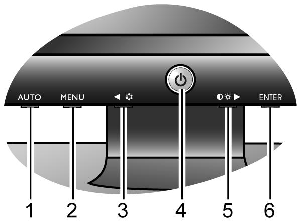 6. A monitor beállítása A kezelõpanel 1. AUTO : A függőleges helyzet, fázis, vízszintes helyzet illetve pixel-óra automatikus beállítása. 2.