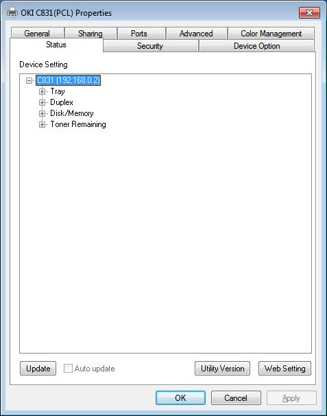 Windows operációs rendszerhez való segédprogramok Network Extension A Network Extension segédprogramban ellenőrizheti a nyomtató beállításait, valamint meghatározhatja a beállításkészletet.