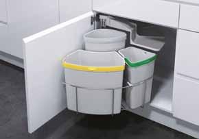 > 40 Beépíthető hulladékgyűjtő VS ENVI Center 2 Kifordítható kivitel, falra/padlóra szerelhető Fedél és tartály szürke műanyag alkalmazás: korpusz szélesség: méret: sarokszekrénybe vagy