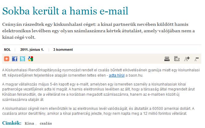 Visszaélések email