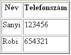 Példa HTML dokumentum részletre - táblázat Példa táblázatra URL HTML HTTP <TABLE BORDER="2">