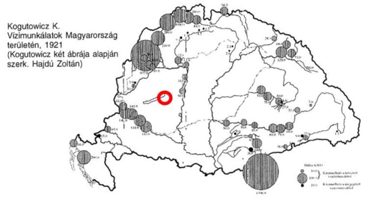 165 2.16-8. ábra: Vízimunkálatok Magyarország területén, 1921 Forrás: Magyar Tudomány A Magyar Tudományos Akadémia lapja 1999.