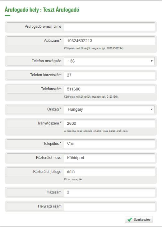 A megrendelés összeállítása során, a Rendelés gombra kattintás után amennyiben az alábbi üzenet jelenik meg - ide kattintva linkre történő kattintással, szintén az Árufogadóhely felületre fogja