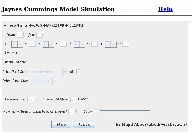 10.5. NEMREZONÁNS ESET, FÖLRUHÁZOTT ÁLLAPOTOK 135 megegyezésben az előző pontban kapott megoldással. Animáció: Ezen az interaktív animáción a Jaynes-Cummings modellt tanulmányozhatjuk.