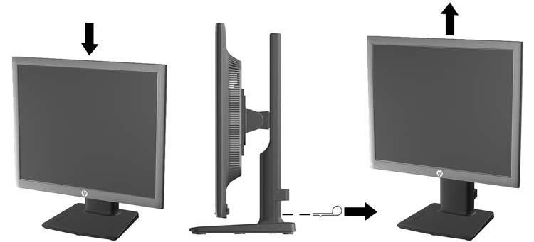 3. Állítsa a monitor magasságát a személyes munkaállomásának megfelelő, kényelmes pozícióba. A monitor legfelső peremének magassága ne haladja meg a szemmagasságát.