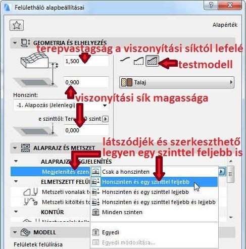 Mielőtt azonban nekilátunk a terep elkészítéséhez, kapcsoljunk át a Navigátor ablakban (vagy a Lapsávon az alaprajznál jobb gombbal) az Alapozás szintre, Tegyük át ismét az alaprajzi metszősíkot 0,6