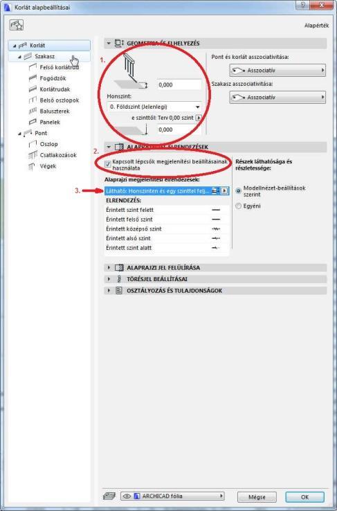 Az OK gombbal jóváhagyva kiléphetünk a Lépcső alapbeállításai ablakból.