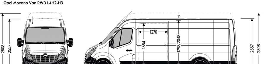 Méretek úly és terhelhetőség Panel hátsókerékmeghajtás (RWD) L4H2 3.5t RWD L4H2 4.5t RWD L4H3 3.5t RWD Műszaki Adatok L4H3 4.5t RWD Méretek úly és terhelhetőség Panel hátsókerékmeghajtás (RWD) L4H2 3.