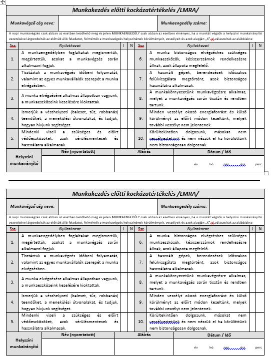 egyike, mely a munkafolyamat egyes lépéseihez kapcsolódó veszélyek azonosítására, csökkentésére vagy megszűntetésére szolgál.