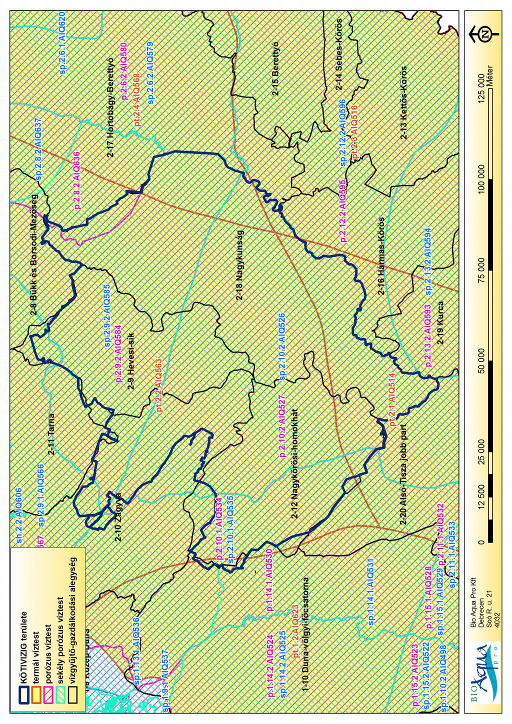 14. ábra. A Közép-Tisza-vidéki Vízügyi Igazgatóság működési területén található felszín alatti víztestek Magyarországon az ivóvízellátás döntően felszín alatti vízbázisokra épül.