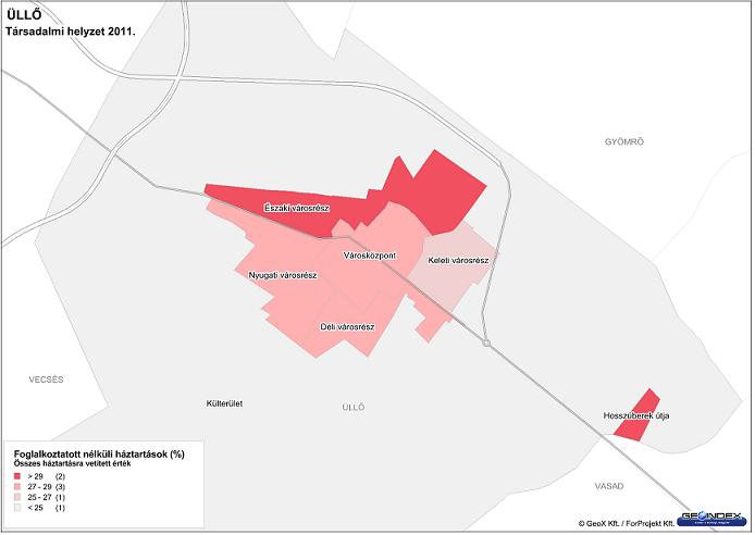 7. Térkép (Forrás: KSH, TEIR) Lakásállomány, bérlakások A KSH adatai alapján 2013-ban az üllõi lakásállomány 4342 lakásból állt.