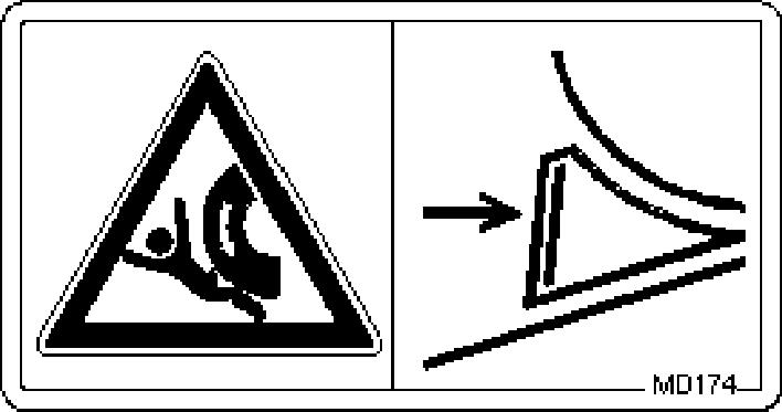 MD 174 A leállított, biztosítás nélküli gép akaratlanul elgurulhat és teljes testén átgurulhat!