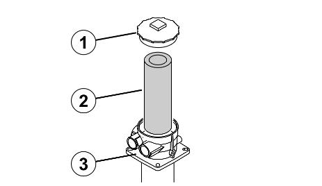 Tisztítás, ápolás és karbantartás Visszatérő szűrő az olajtartályban A visszatérő szűrő a hidraulikaolaj-tartály betöltőnyílásán található. Szűrőcsere: 1. Távolítsa el a fedelet (189.