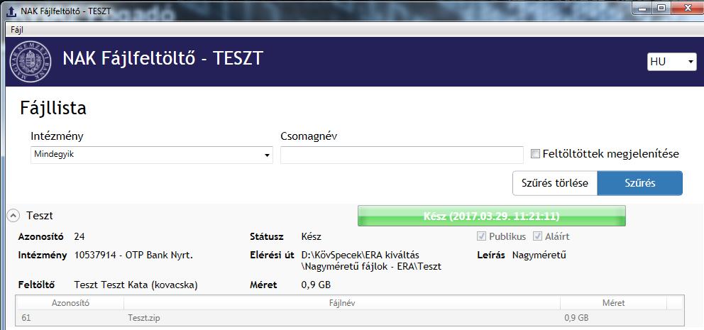 fájlfeltöltés sikeres befejezésekor
