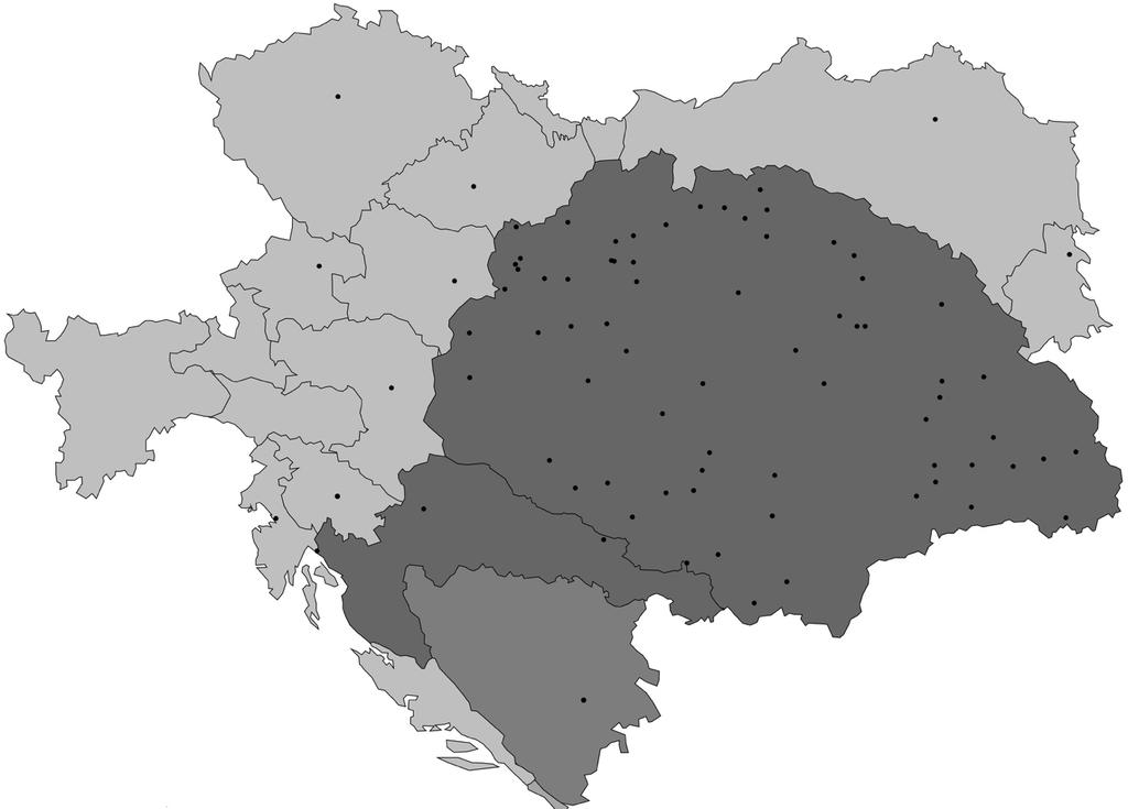 Tanulmányozott városok: Novi Sad, RS (Újvidék); Subotica, RS (Szabadka); Pančevo, RS (Pancsova); Sombor, RS (Zombor); Zrenjanin, RS (Nagybecskerek); Vršac, RS (Versec); Senta, RS (Zenta); Košice, SK