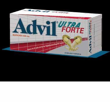 Advil Ultra Forte 24 db (85,38 Ft/db) lágy kapszula Vény nélkül kapható ibuprofén tartalmú gyógyszer.
