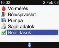 Beállítások> Vércukormérő > Bluetooth 1. 2. 3.