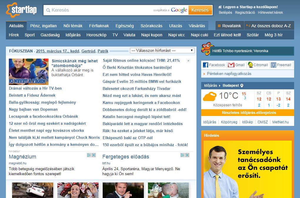 ellenőrzött, gondosan szerkesztett, nekik tetsző formában kínálja. Az ország kedvenc nyitóoldala.