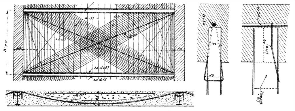 Hazai vasgerendás szerkezeteink Mátray (Mátrai-) födém 1893-tól szabadalmazva természetes belógású