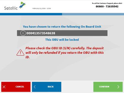 Pro identifikaci jednotky OBU umístěte logo Satellic nacházející se na straně s displejem (přední strana) jednotky OBU před čtečku RFID Na identifikáciu jednotky OBU umiestnite logo Satellic