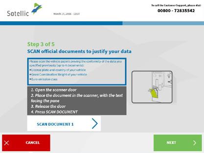 8 7. Place the document in the scanner, with the text facing the glass. Close the door and click Scan document 1. Remove the document after scanning it. Click CONTINUE on the next screen.