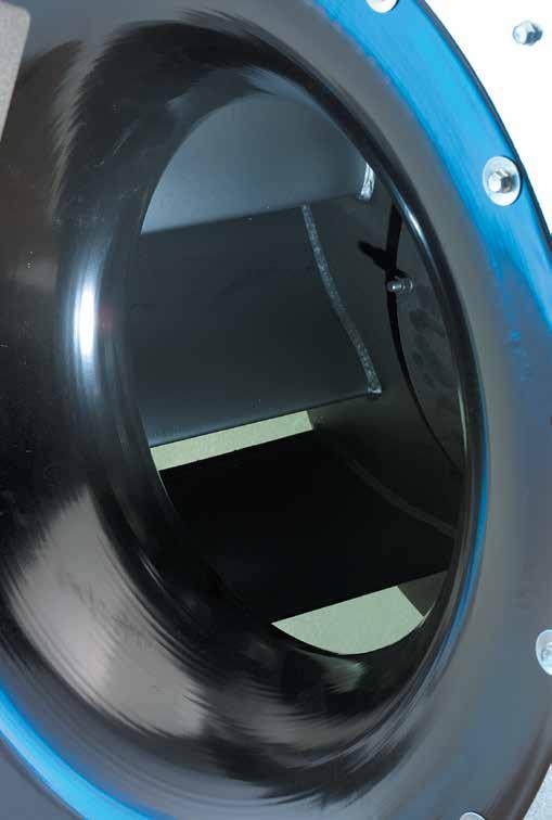A GUARDIAN sorozatú magas fordulatú centrifugális ventilátorok beömlő nyílásának innovatív kialakítása és terelőlemezei a