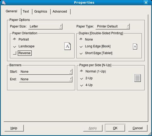 Az LPR GUI-paneljén válassza ki saját készüléktípusa nevét a nyomtatók listájából, majd kattintson a Properties gombra. Több oldal nyomtatása egy papírlapra Egy lapra több oldalt is nyomtathat.