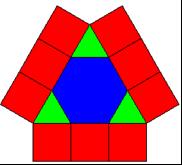 6-szög körül 3- és 4-szögek: Az első esetben a hatszög oldalaira
