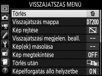 Navigálás a menükben A menükben való mozgáshoz kövesse az alábbi lépéseket. 1 Jelenítse meg a menüket. A menük megjelenítéséhez nyomja meg a G gombot. G gomb 2 Jelölje ki az aktuális menü ikonját.