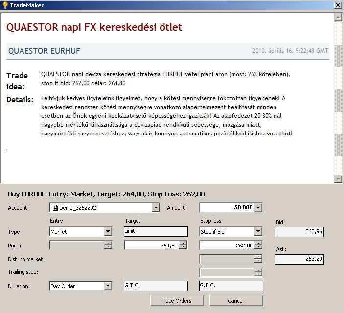 Kereskedési stratégiák Tájékoztatjuk a kedves eqtrader Felhasználókat, és kedves Ügyfeleinket, hogy Elemzıi Csoportunk 2009.