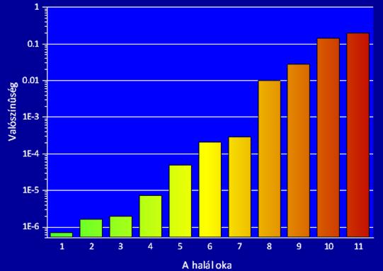 Vezető halálok, előfordulási esélyük 1 2 3 HIV fertőzés 1 egység vértől Rosszul működő tűzijáték 4 Cunami Haláleset altatás következtében 5 Légi baleset 6 Megelőzhető