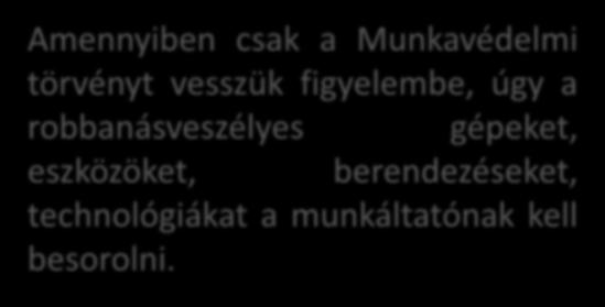 Személyi feltételek A munkavédelmi törvény az alábbiakról rendelkezik: 2 (3) Az egészséget nem veszélyeztető és biztonságos munkavégzés követelményei megvalósításának módját - a jogszabályok és a