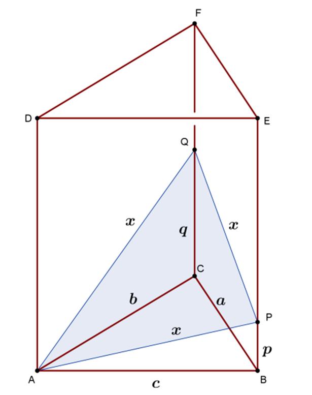 7. Egy szabályos háromszög alapú hasáb alapéle 1 cm. A palást területe az alaplap területének az ötszöröse. Mekkora a hasáb felszíne és térfogata?