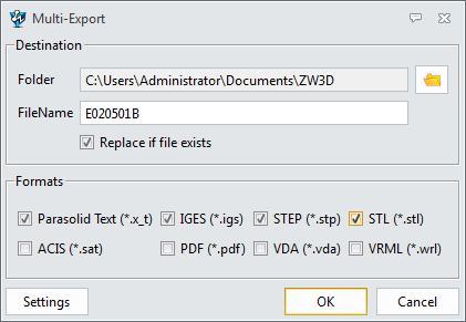 Multi-Export Exportálni tudunk különböző