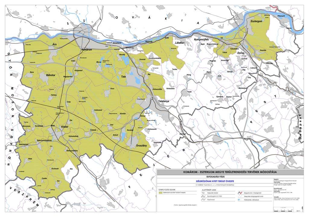 A hatályos megyei területrendezési terv szerinti széleróziónak kitett terület övezete