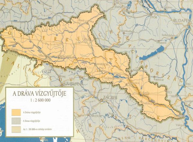 7.2. Felszíni vizek 7.2.1. Dráva Az érintett térség déli határán húzódik a Dráva folyó, melynek mindenkori vízállása a terület vízgazdálkodása szempontjából meghatározó.