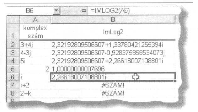 ábra: ImLn függvény lmlog10(k_szám) A megadott komplex szám tízes alapú logaritmusát