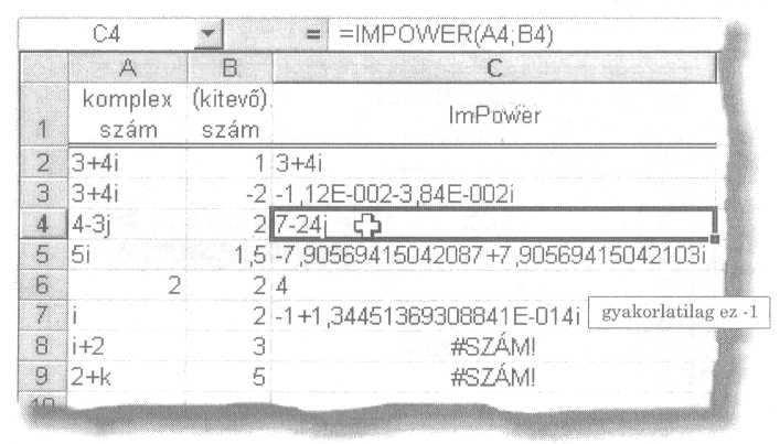 lmpower(k_szám;szám) A k_szám adott kitevıjő hatványát képezi.