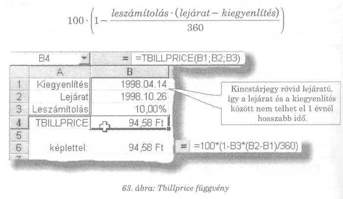 A kiegyenlítés és a lejárat napja között nem telhet el egy évnél hosszabb idı, lévén a kincstárjegy rövid