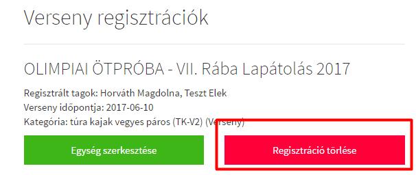 Regisztráció törlése Regisztrációt törölni az előnevezési időszak végéig lehet.