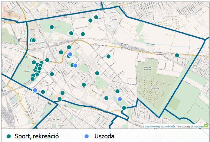 Rekreációs területek közül kiemelendő a Népliget, amely fővárosi szinten is jelentős városi közpark. 53. ábra: Kulturális intézmények 54.