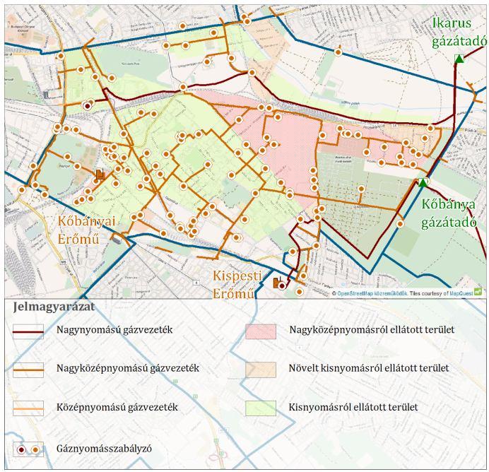 Gázellátás A kerület gázellátását a Kőbánya gázátadó állomásból kiinduló nagyközépnyomású gázvezetékhálózat biztosítja.