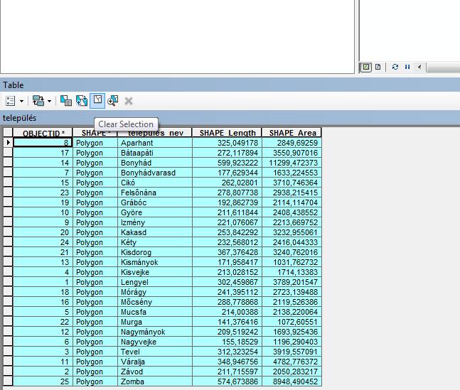 16 5. Szüntessük meg a háttértáblában a kijelölést a Clear Selection