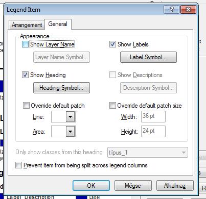Layer Name/ Show Heading elől vegyük le a pipát. OK OK 3.
