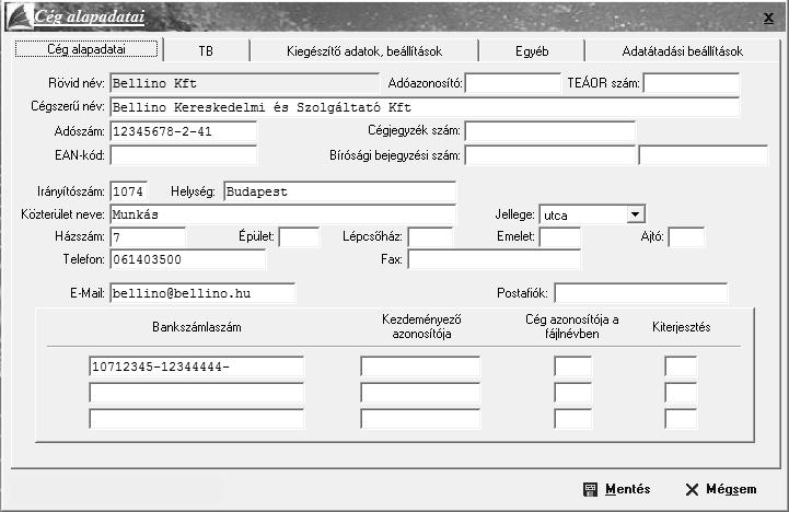 Új cég létrehozásakor a cég rövid megnevezését és az első évet kell megadnia, amely évi számfejtést elsőként szeretné elvégezni az Armada Bér programmal.