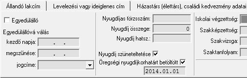 Első házasok kedvezményének érvényesítése: e beállítással dátummezők megadására is lehetőség nyílik. A megadott dátumokat érzékeli a program, jogosultsági dátumokként funkcionálnak.