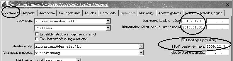 A T1041 főlap 9. pontjának kitöltése a dolgozó törzsadatában a 'Többes jogviszonyos' jelölésével történik. Ezen a képernyőn van lehetőség a munkavállalót különböző csoportokba sorolni.