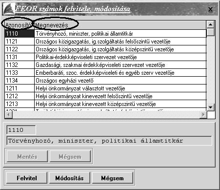 megnevezések sorba rendezhetőek, ehhez az adott oszlop nevére kell kattintania (attól függően, hogy melyik adatot szeretné sorba rendezni), ahogy az alábbi képen látható bekarikázva: Alapadatok /